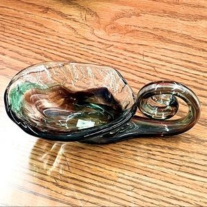 MCM Vintage Handblown Art Glass Murano Style Mid Century Smoky Browns Greens